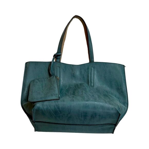 Faux Leather Unconstructed Large Open Top Tote/Top Handle Shoulder Bag for Women - Picture 1 of 8